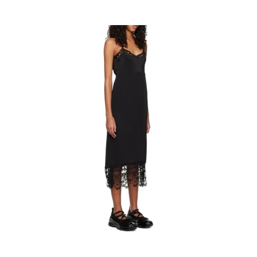 Lace-Trimmed Midi Dress