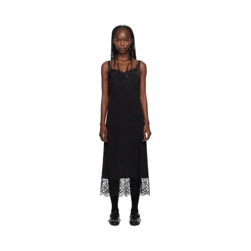 Lace-Trimmed Midi Dress