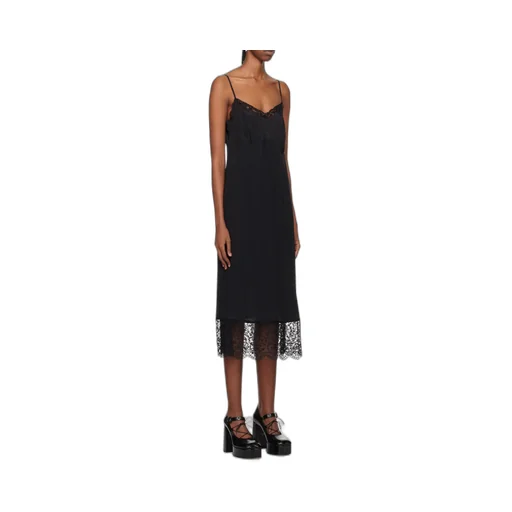 Lace-Trimmed Midi Dress