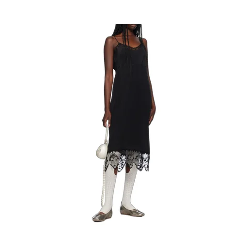 Lace-Trimmed Midi Dress