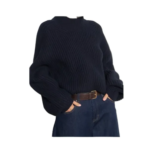 Oversized High-Neck Merino Wool Sweater