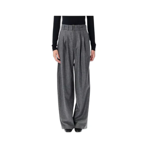 High Waist Wool Blend Trousers With Belt