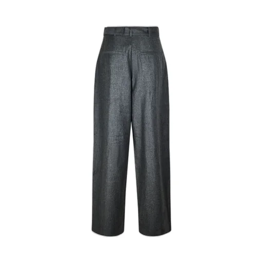 Belted Pleated Straight Trousers