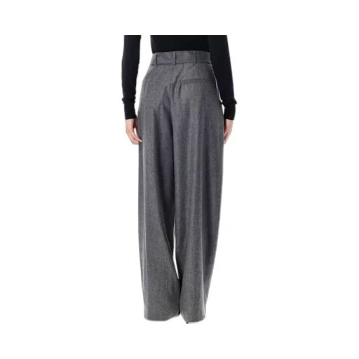 High Waist Wool Blend Trousers With Belt