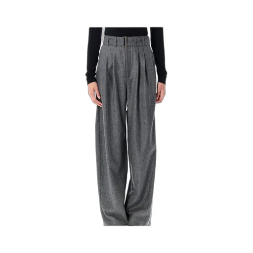 Belted Pleated Straight Trousers