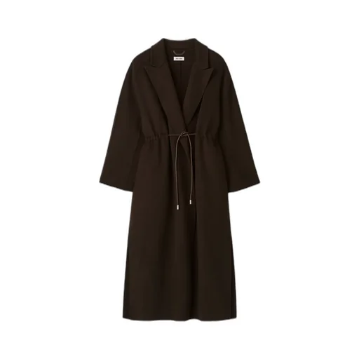 Drawstring Waist Lapel Coat