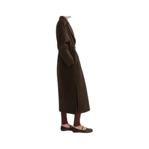 Drawstring Waist Lapel Coat