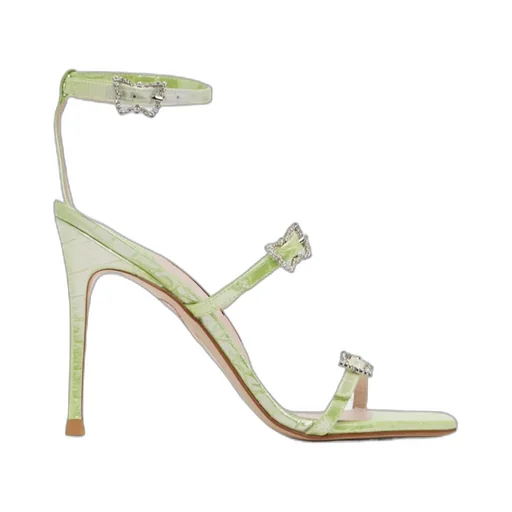 Crocodile Embossed High-Heeled Sandals