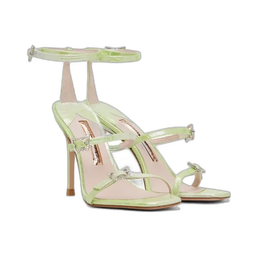 Crocodile Embossed High-Heeled Sandals