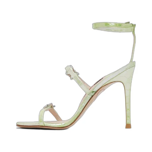 Crocodile Embossed High-Heeled Sandals