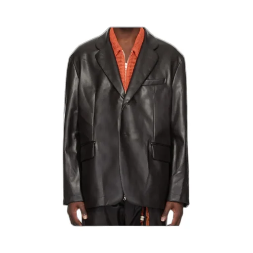 Button Leather Jacket