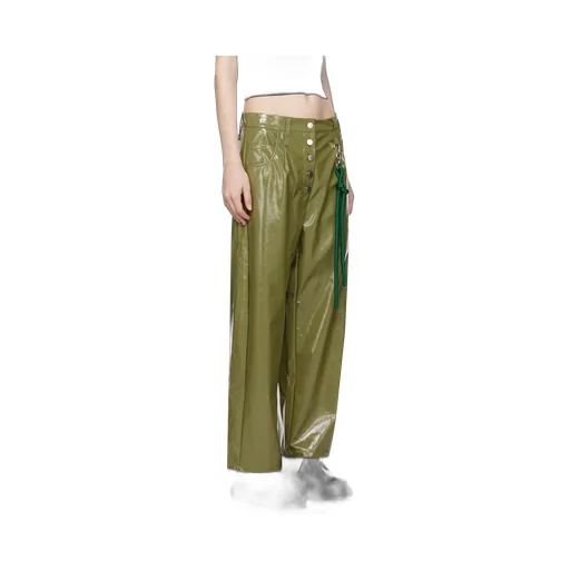 Wide-Leg Glossy Pants