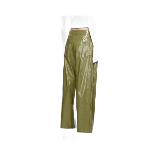 Wide-Leg Glossy Pants