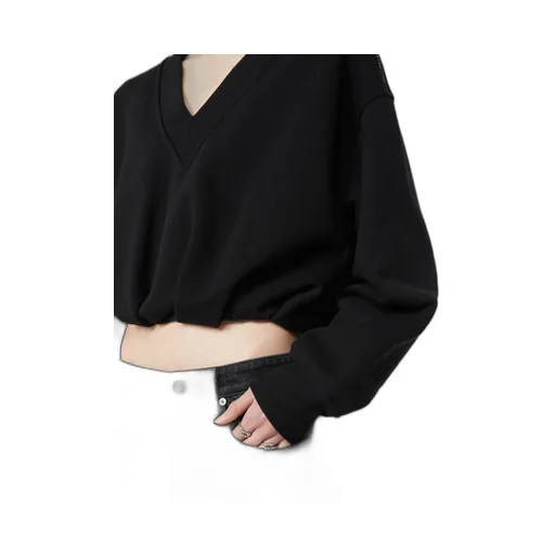 V-Neck Cropped Sweatshirt