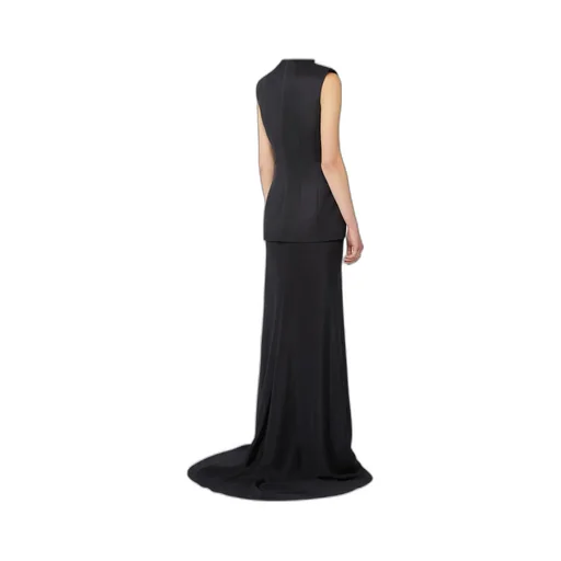 Long Bi-Material Dress