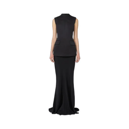 Long Bi-Material Dress