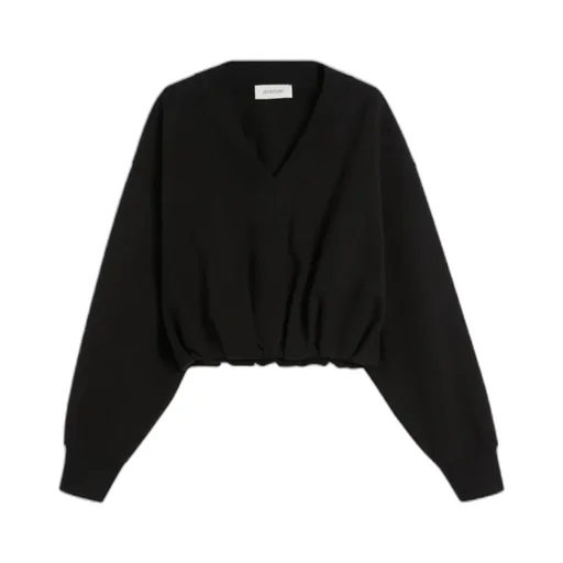 V-Neck Cropped Sweatshirt