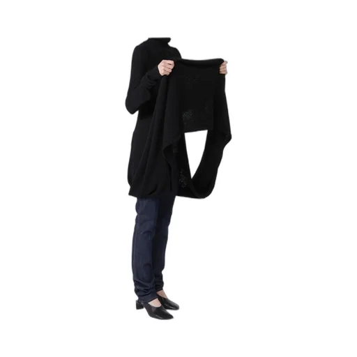 High-Neck Front Slit Knitted Jumper
