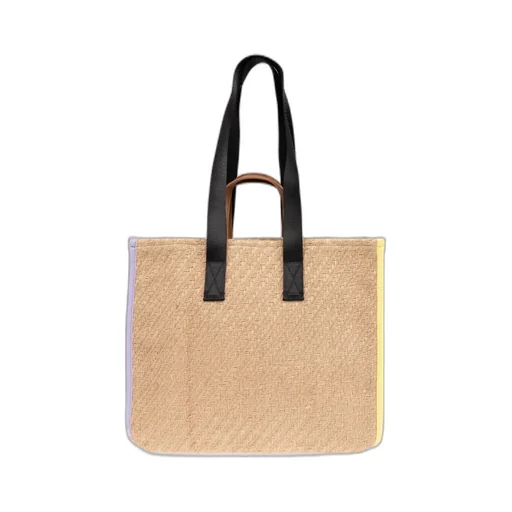 Logo Patch Straw Tote Bag