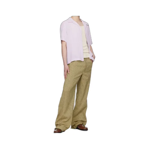Wide-Leg Plain-Woven Polyester- And Linen-Blend Trousers