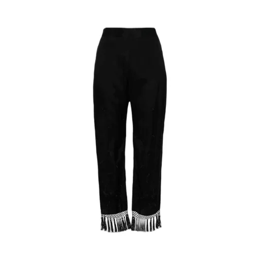 Floral-Embroidered Straight Trousers