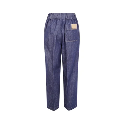 Elastic-Waistband Pocket Boyfriend Jeans