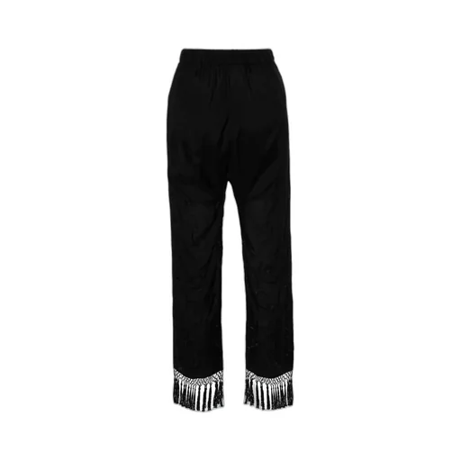 Floral-Embroidered Straight Trousers