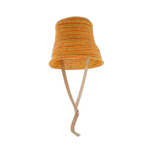 Drawstring Striped Crochet Hat