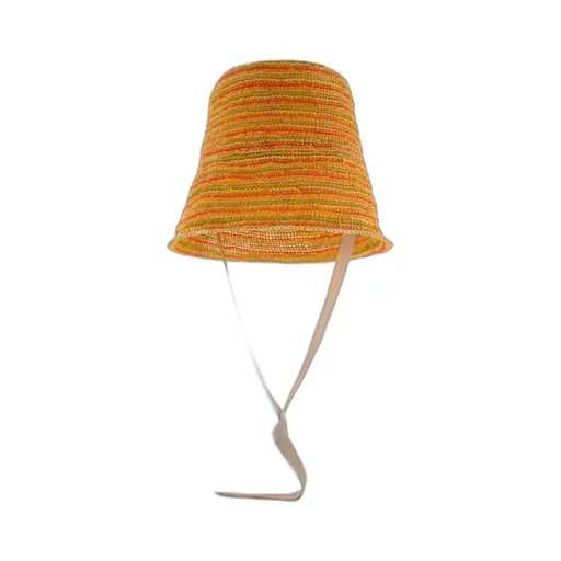 Drawstring Striped Crochet Hat
