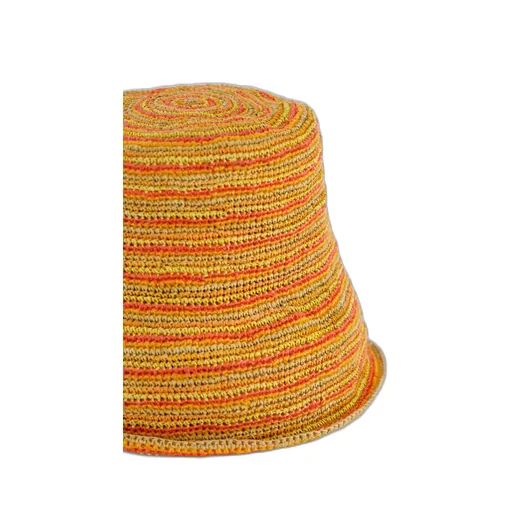 Drawstring Striped Crochet Hat
