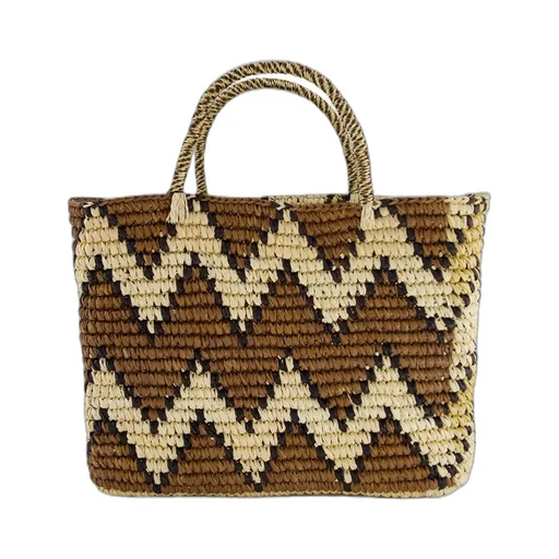 Split Personality Canasta Straw Tote Bag