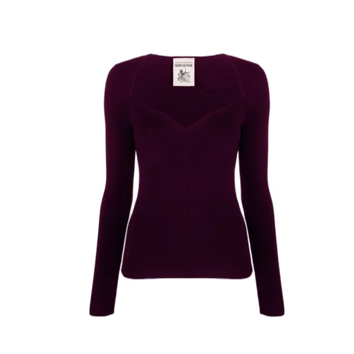 Sweetheart-Neck Virgin-Wool Top