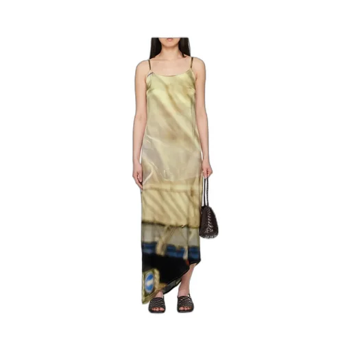Draped Tarp Silk Slip Dress