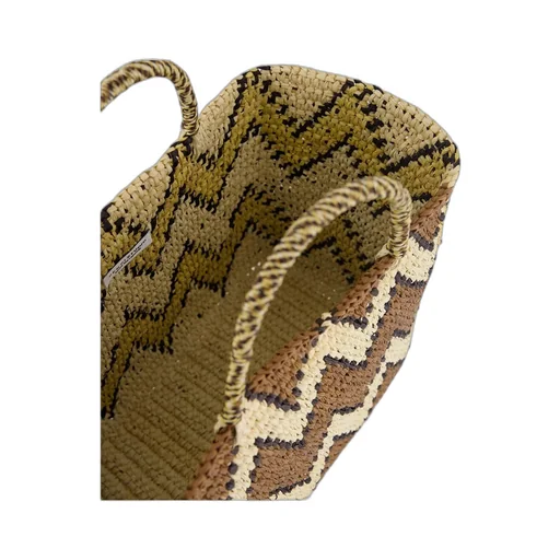 Split Personality Canasta Straw Tote Bag