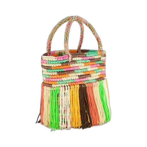 Baby Fringed Woven Tote Bag
