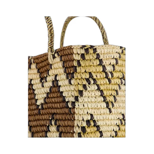 Split Personality Canasta Straw Tote Bag