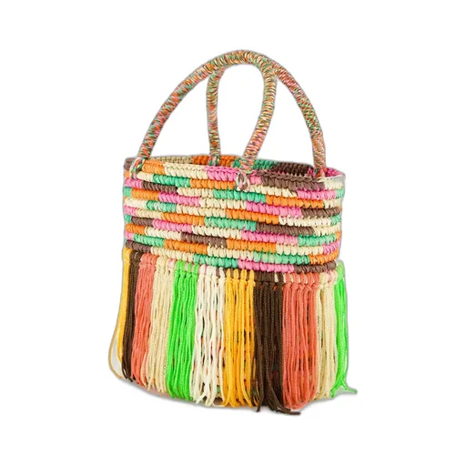 Baby Fringed Woven Tote Bag