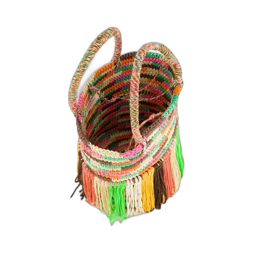Baby Fringed Woven Tote Bag