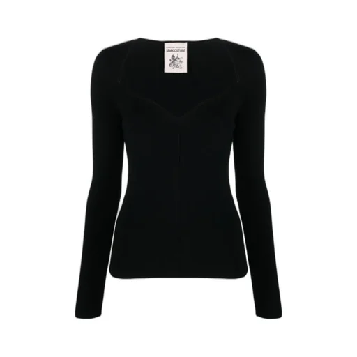Sweetheart-Neck Knitted Top