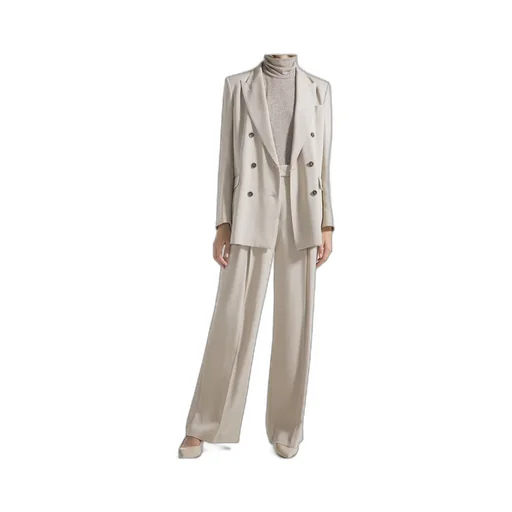 Wide Pants With Double Dart In Gabardine