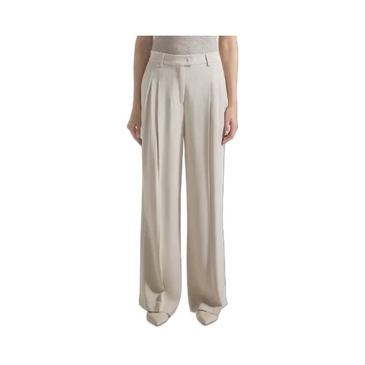 Wide Pants With Double Dart In Gabardine