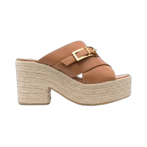 Nora 90Mm Leather Crossover Strap Mules