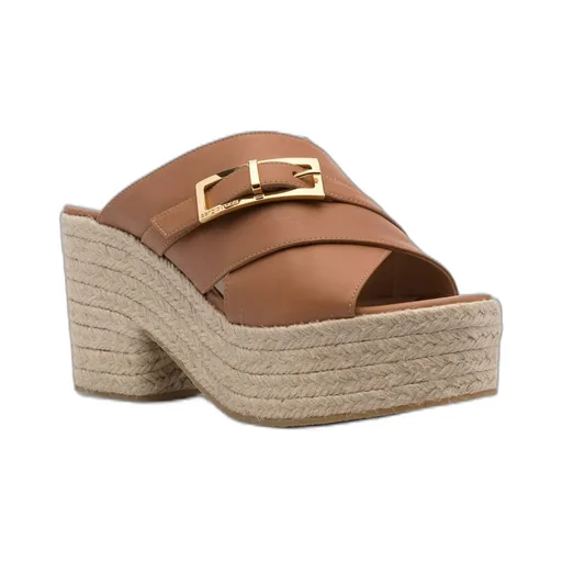 Nora 90Mm Leather Crossover Strap Mules