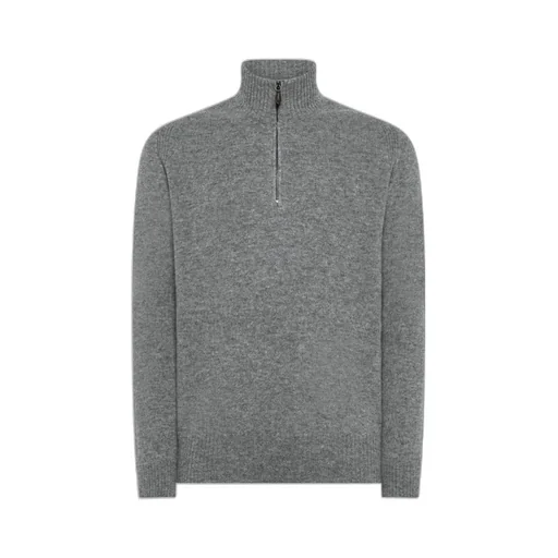 Turtleneck With Zipper In Pure Wool