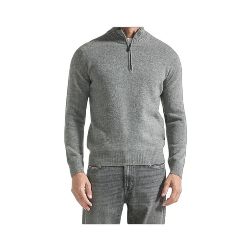 Turtleneck With Zipper In Pure Wool