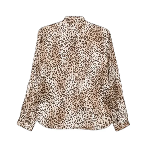 Leopard-Print Tie-Neck Blouse