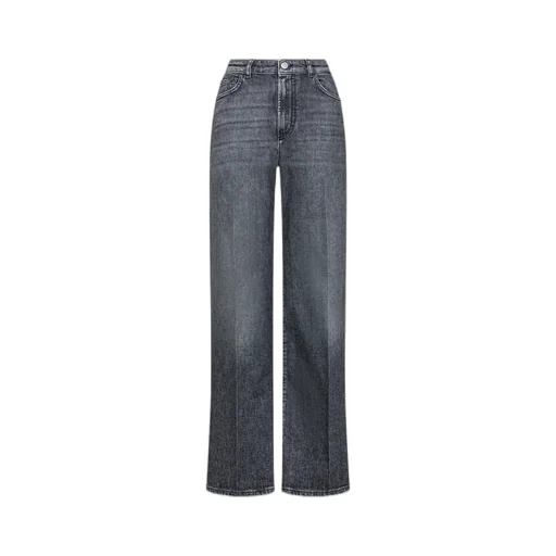 Washed Denim High Waist Long Jeans