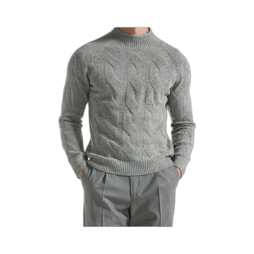 Blended Wool Braided Turtleneck