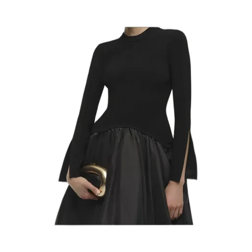 Kenlie Stand-Up Collar Midi Dress