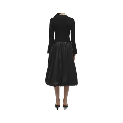 Kenlie Stand-Up Collar Midi Dress